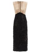Gucci - Plunge-neck Bi-colour Cordonnet-lace Dress - Womens - Black