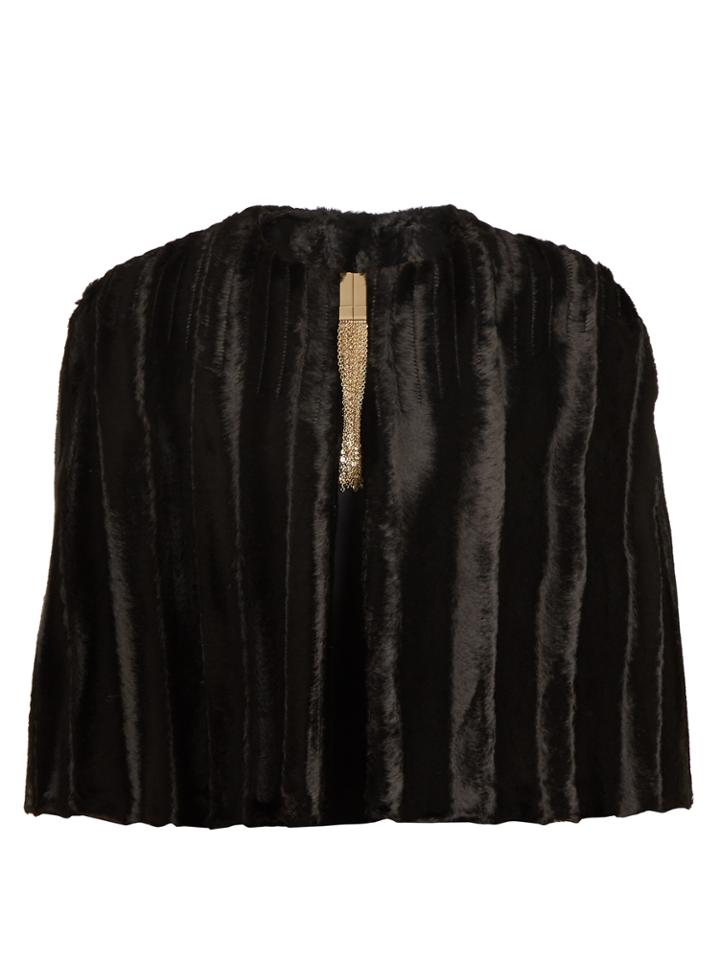 Lanvin Collarless Calf Hair-effect Cape