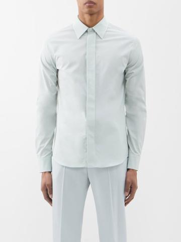Alexander Mcqueen - Concealed-placket Cotton-poplin Shirt - Mens - Light Green