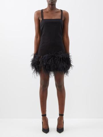 The Attico - Fujko Feather-trim Jersey Mini Dress - Womens - Black