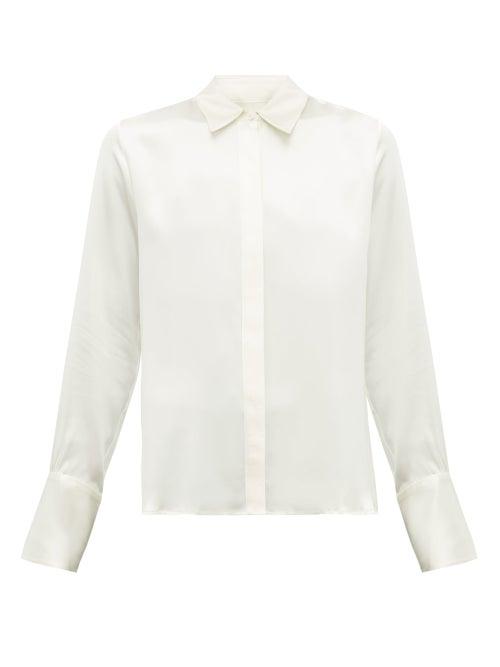 Matchesfashion.com Nili Lotan - Lleida Silk Satin Shirt - Womens - Ivory