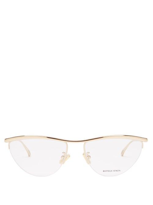 Bottega Veneta - Rimless Metal Glasses - Womens - Gold