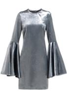 Matchesfashion.com Ellery - Dogma Flared Sleeve Velvet Mini Dress - Womens - Blue