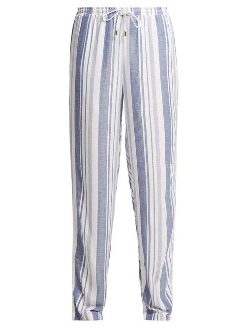 Matchesfashion.com Melissa Odabash - Kelly Striped Wide Leg Trousers - Womens - Blue Stripe