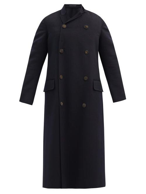 Matchesfashion.com Giorgio Armani - Double-breasted Felted Cashmere-blend Coat - Mens - Navy