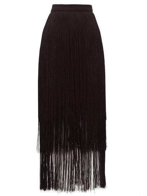 Matchesfashion.com Raey - Long Fringe Midi Pencil Skirt - Womens - Black