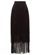 Matchesfashion.com Raey - Long Fringe Midi Pencil Skirt - Womens - Black