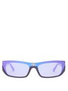 Matchesfashion.com Balenciaga - Shield Reflective Rectangular Acetate Sunglasses - Mens - Purple
