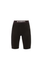 Matchesfashion.com Vetements - Logo-waistband Stretch-jersey Cycling Shorts - Womens - Black