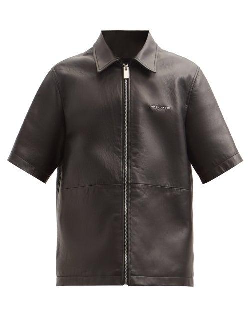 Matchesfashion.com 1017 Alyx 9sm - Double-collar Short-sleeve Leather Shirt - Mens - Black