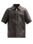Matchesfashion.com 1017 Alyx 9sm - Double-collar Short-sleeve Leather Shirt - Mens - Black