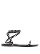 Matchesfashion.com Saint Laurent - Abbey Studded Wrap Around Patent Leather Sandals - Womens - Black