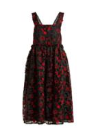 Matchesfashion.com Shrimps - Lucia Floral Guipure Lace Midi Dress - Womens - Black Red