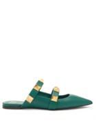 Matchesfashion.com Valentino Garavani - Roman Stud Two-strap Leather Mules - Womens - Green