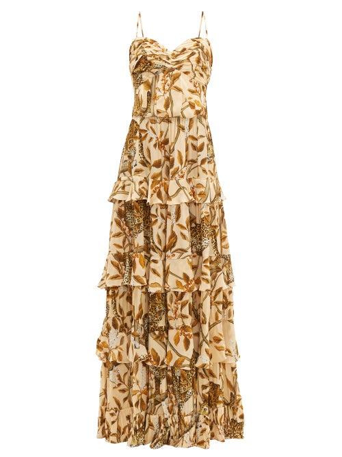 Matchesfashion.com Johanna Ortiz - All I've Ever Known Jaguar Print Silk Gown - Womens - Cream Print