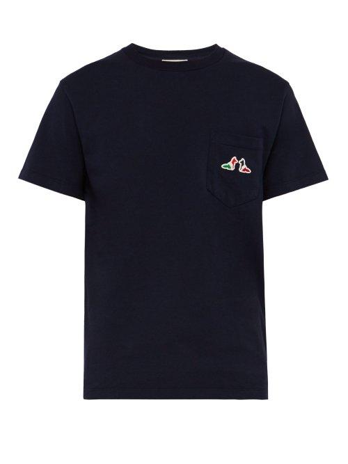 Matchesfashion.com Maison Kitsun - Resting Fox Logo Cotton T Shirt - Mens - Navy