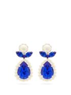 Matchesfashion.com Simone Rocha - Crystal-embellished Pear-drop Earrings - Womens - Blue