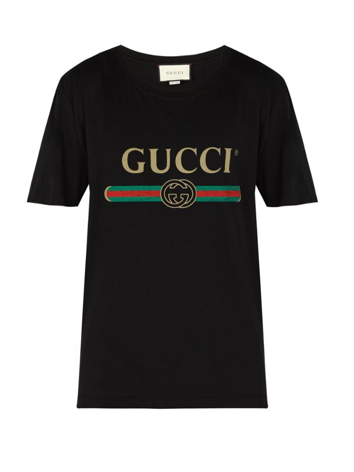 Gucci Fake Logo-printed Cotton T-shirt