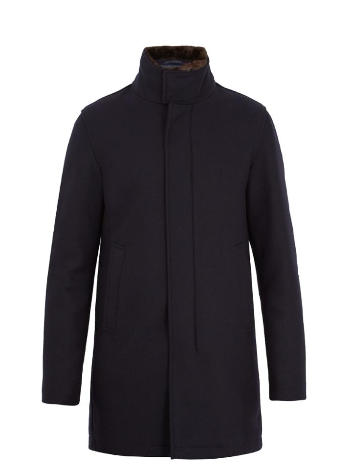 Herno Fur-trimmed High-neck Wool Coat