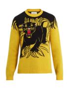 Matchesfashion.com Gucci - Panther Intarsia Knit Wool Sweater - Mens - Yellow Multi