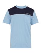 Matchesfashion.com Maison Kitsun - Logo Embroidered Cotton T Shirt - Mens - Light Blue