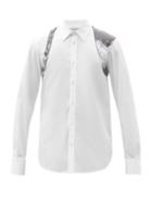 Matchesfashion.com Alexander Mcqueen - X-ray-print Harness Cotton-poplin Shirt - Mens - White Black