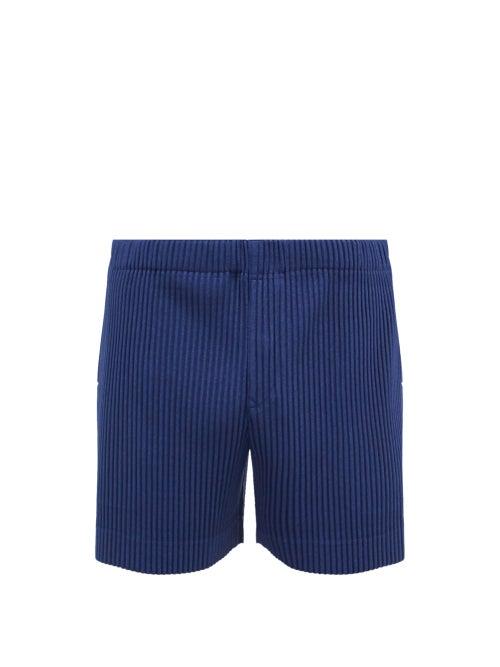 Mens Rtw Homme Pliss Issey Miyake - Technical-pleated Shorts - Mens - Blue