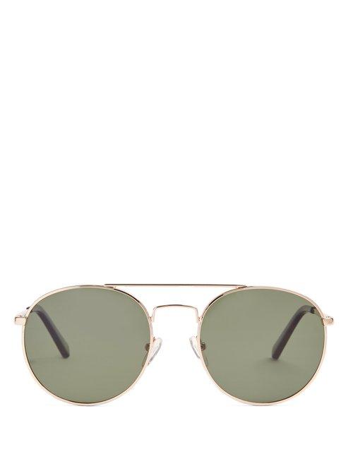Matchesfashion.com Le Specs - Revolution Round Frame Metal Sunglasses - Womens - Gold