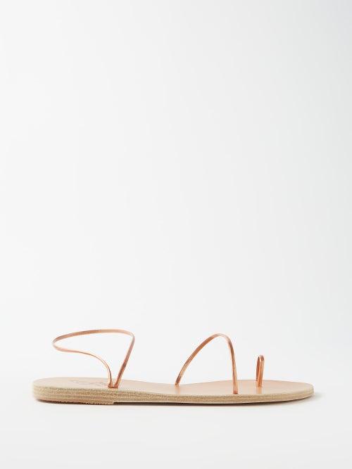 Ancient Greek Sandals - Chora Toe-strap Metallic-leather Sandals - Womens - Rose Gold