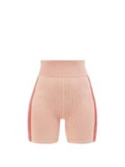 The Upside - Side-stripe Ribbed Cycling Shorts - Womens - Pink