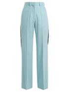 Matchesfashion.com Racil - Cumberland Side Stripe Wide Leg Wool Trousers - Womens - Blue Multi