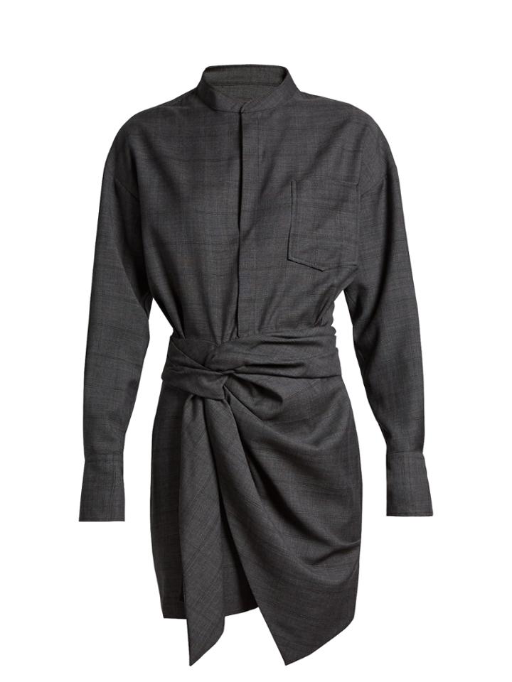 Isabel Marant Étoile Nola Draped-front Prince Of Wales-checked Dress