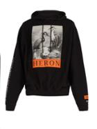 Matchesfashion.com Heron Preston - Heron Printed Cotton Hooded Sweatshirt - Mens - Black