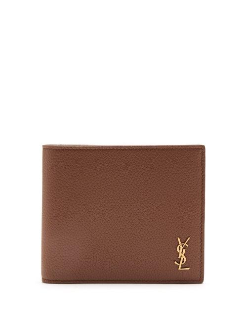 Saint Laurent - East/west Grained-leather Cardholder - Mens - Brown