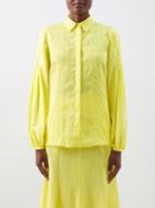 Gabriela Hearst - Wight Herringbone-stitch Linen Shirt - Womens - Yellow Neon