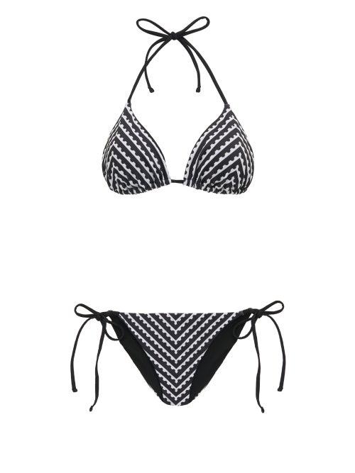 Matchesfashion.com Mary Mare - Mykonos Striped Triangle Bikini - Womens - Black White