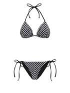 Matchesfashion.com Mary Mare - Mykonos Striped Triangle Bikini - Womens - Black White