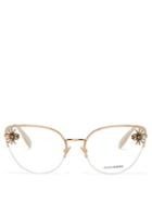 Matchesfashion.com Alexander Mcqueen - Embellished Spider Cat Eye Glasses - Womens - Gold