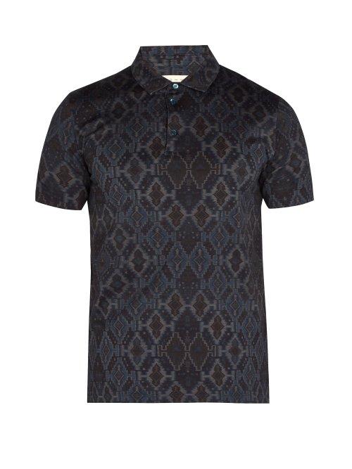 Matchesfashion.com Etro - Geometric Jacquard Polo Shirt - Mens - Blue