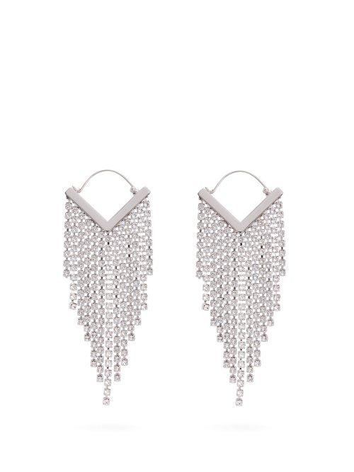 Matchesfashion.com Isabel Marant - Crystal Embellished Tassel Drop Earrings - Womens - Clear