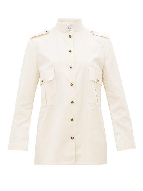 Matchesfashion.com Giuliva Heritage Collection - Shoulder-epaulette Slubbed-cotton Shirt - Womens - Ivory