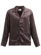 Matchesfashion.com Nanushka - Patch-pocket Satin Shirt - Mens - Dark Brown