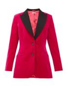 Matchesfashion.com Bella Freud - Saint James Contrast-lapel Cotton-velvet Jacket - Womens - Pink