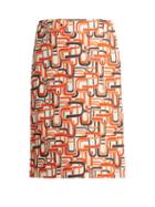 Matchesfashion.com Prada - U Print Wrap Style Cotton Skirt - Womens - Orange Print