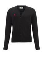 Matchesfashion.com Ami - Logo-embroidered Merino-wool Cardigan - Mens - Black