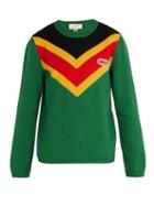 Matchesfashion.com Gucci - Chevron Intarsia Wool Sweater - Mens - Green