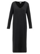 Skin - Clara V-neck Organic Pima-cotton Jersey Dress - Womens - Black