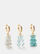 Crystal Haze - Nostalgia Bear 18kt Gold-plated Earring Set - Womens - Blue Multi