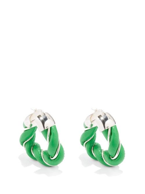 Ladies Jewellery Bottega Veneta - Twisted Triangle Sterling-silver Hoop Earrings - Womens - Green
