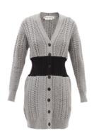 Alexander Mcqueen - Longline Wool-blend Cable-knit Cardigan - Womens - Black Grey